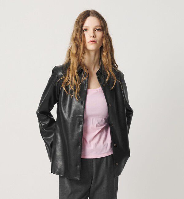 ATTISESSION「＜ATTISESSION＞レザーライク カーブ カフス シャツ」|シャツ・ブラウス|