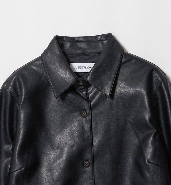 ATTISESSION「＜ATTISESSION＞レザーライク カーブ カフス シャツ」|シャツ・ブラウス|