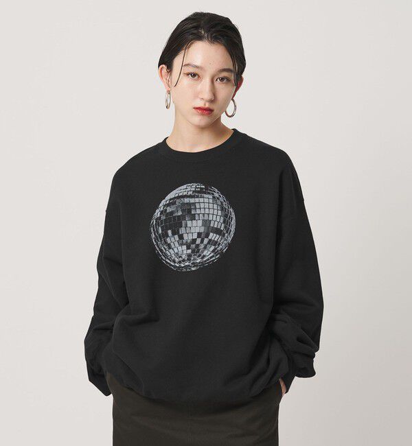ER「＜ER＞ミラーボールプリント クルーネック スウェット」|Tシャツ・カットソー|BLACK