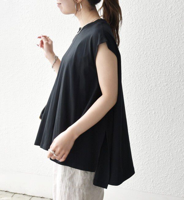 SHIPS any「SHIPS any:〈接触冷感/汗染み防止加工/洗濯機可能〉Aライン フレンチスリーブ TEE」|Tシャツ・カットソー|