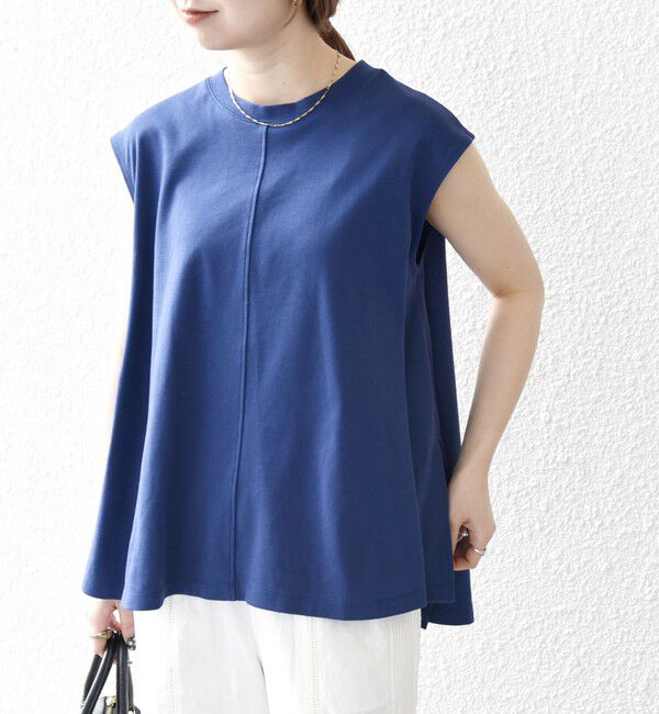 SHIPS any「SHIPS any:〈接触冷感/汗染み防止加工/洗濯機可能〉Aライン フレンチスリーブ TEE」|Tシャツ・カットソー|