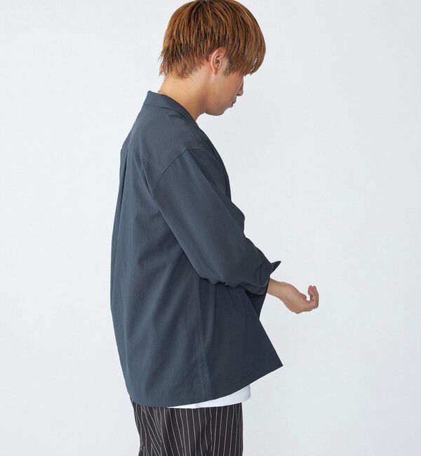 SHIPS「City Ambient Products: オープンカラー 楊柳 ソリッド ロングスリーブ シャツ」|シャツ・ブラウス|