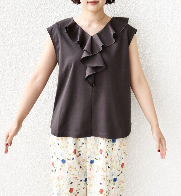 SHIPS for women「【WEB限定】〈接触冷感/吸水速乾/洗濯機可能〉ハイゲージ ポンチ フリル カットソー」|Tシャツ・カットソー|