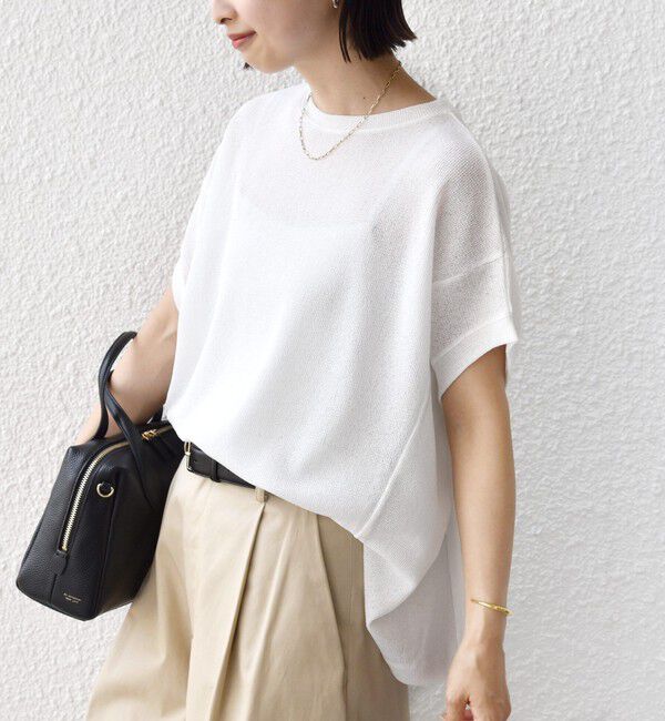 SHIPS for women「【WEB限定】シアー ワッフル スリット TEE」|Tシャツ・カットソー|