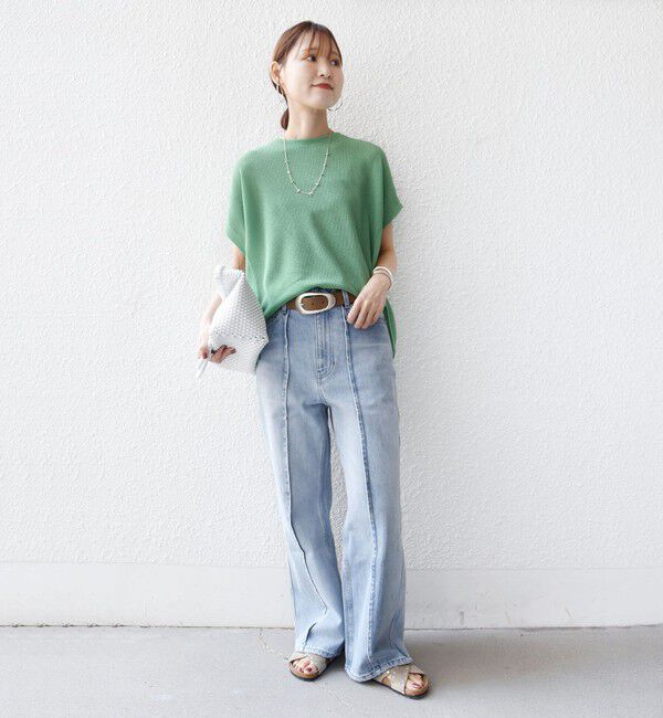 SHIPS for women「【WEB限定】シアー ワッフル スリット TEE」|Tシャツ・カットソー|