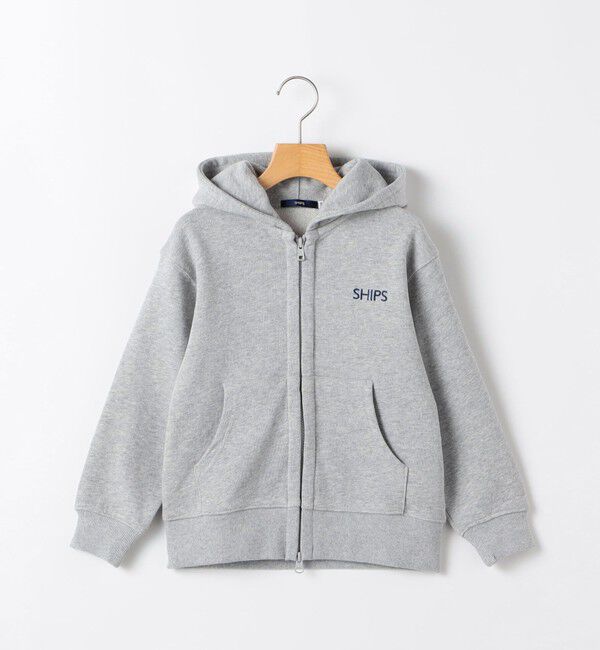 SHIPS KIDS「SHIPS KIDS:100～130cm / ロゴ フード ジップ パーカ」|パーカー|ライトグレー