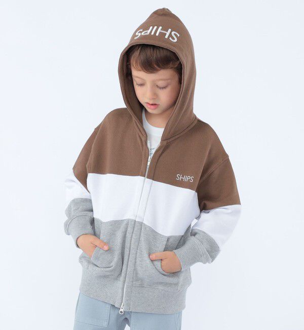 SHIPS KIDS「SHIPS KIDS:100～130cm / ロゴ フード ジップ パーカ」|パーカー|