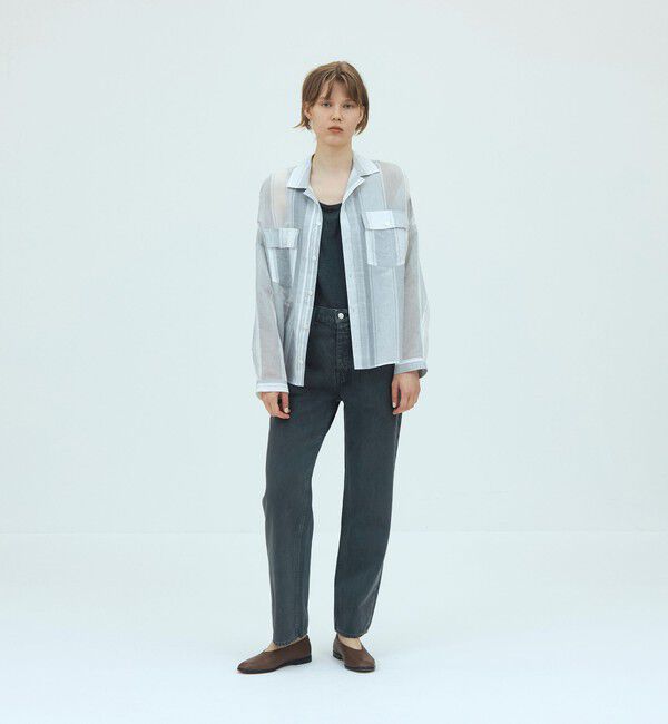 GALERIE VIE「コットンシルクオーガンジー オープンカラーシャツ」|シャツ・ブラウス|