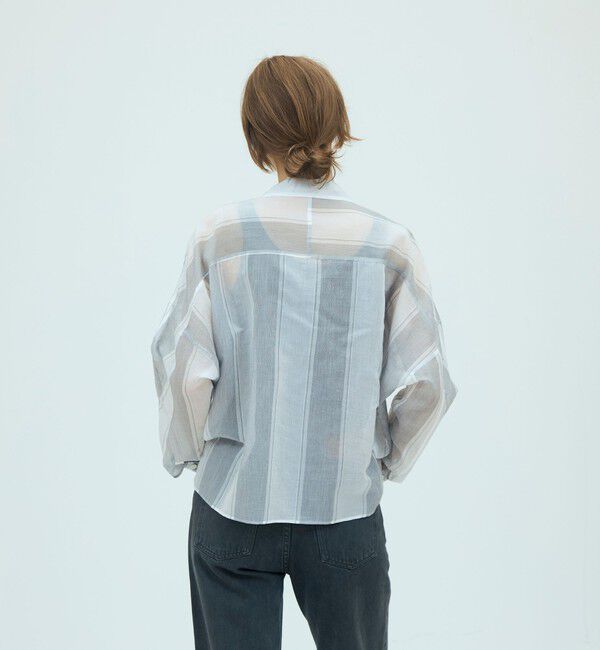 GALERIE VIE「コットンシルクオーガンジー オープンカラーシャツ」|シャツ・ブラウス|