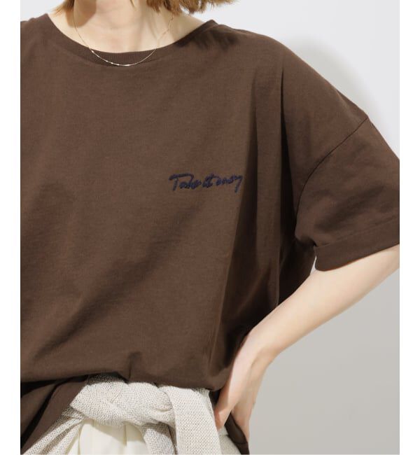 JOURNAL STANDARD relume「《追加3》刺繍ロゴハーフスリーブT」|Tシャツ・カットソー|ブラウン