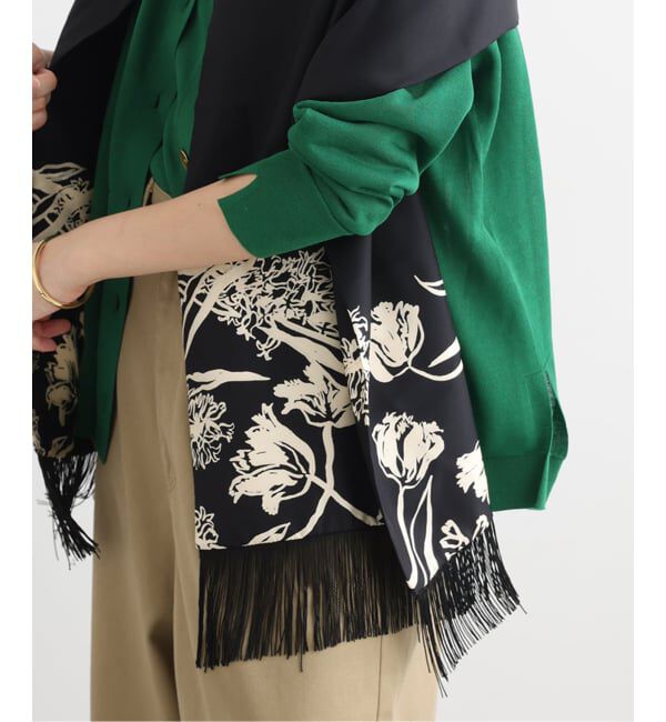 journal standard L'essage「AENEIS/エネス Nostalgia FLowers Fringed Silk Scarf スカーフ」|バンダナ・スカーフ|
