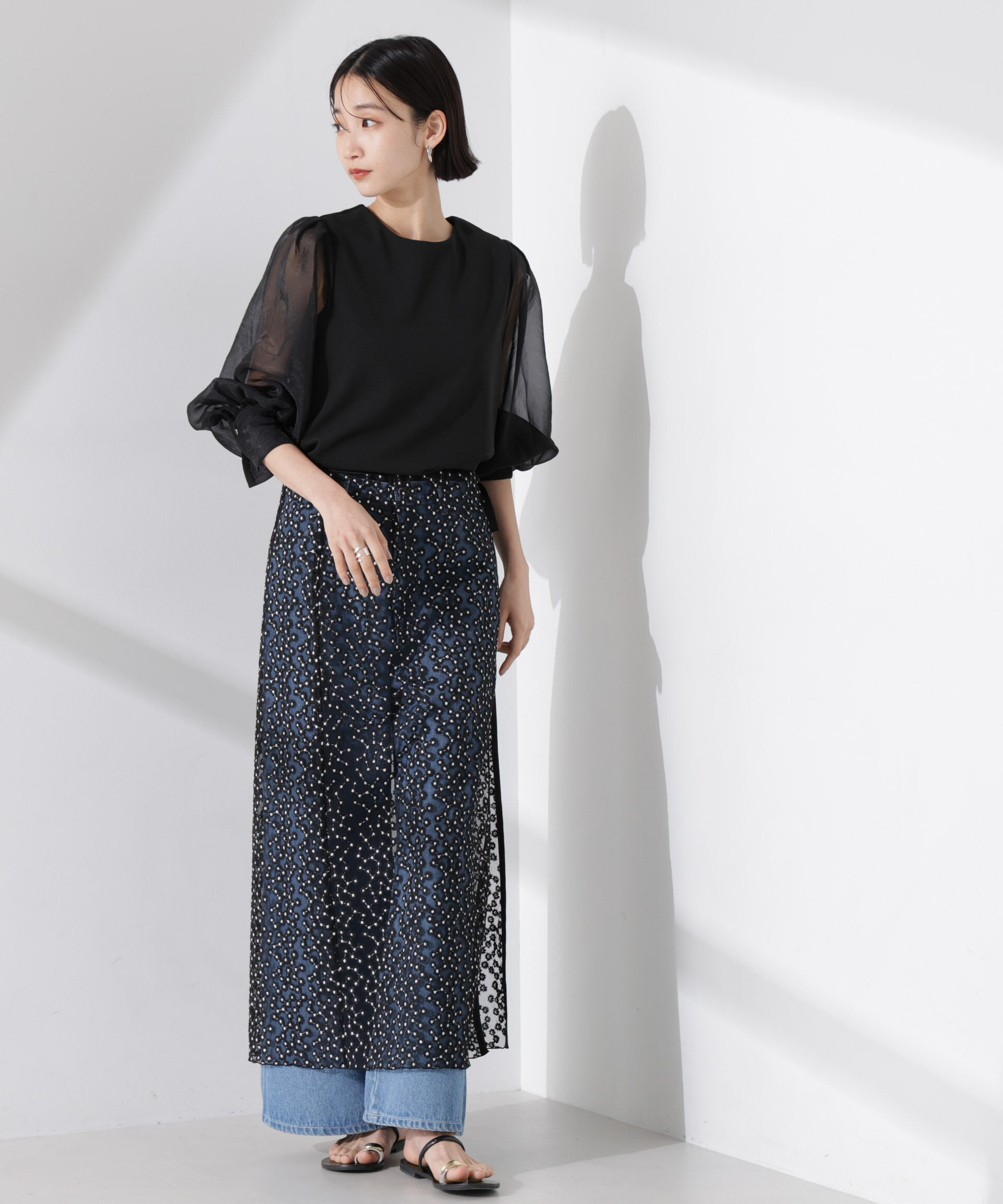nano･universe「ｵｰｶﾞﾝｼﾞｰｽﾘｰﾌﾞｺﾝﾋﾞｶｯﾄｼﾞｮｰｾﾞｯﾄﾄｯﾌﾟｽ(」|Tシャツ・カットソー|