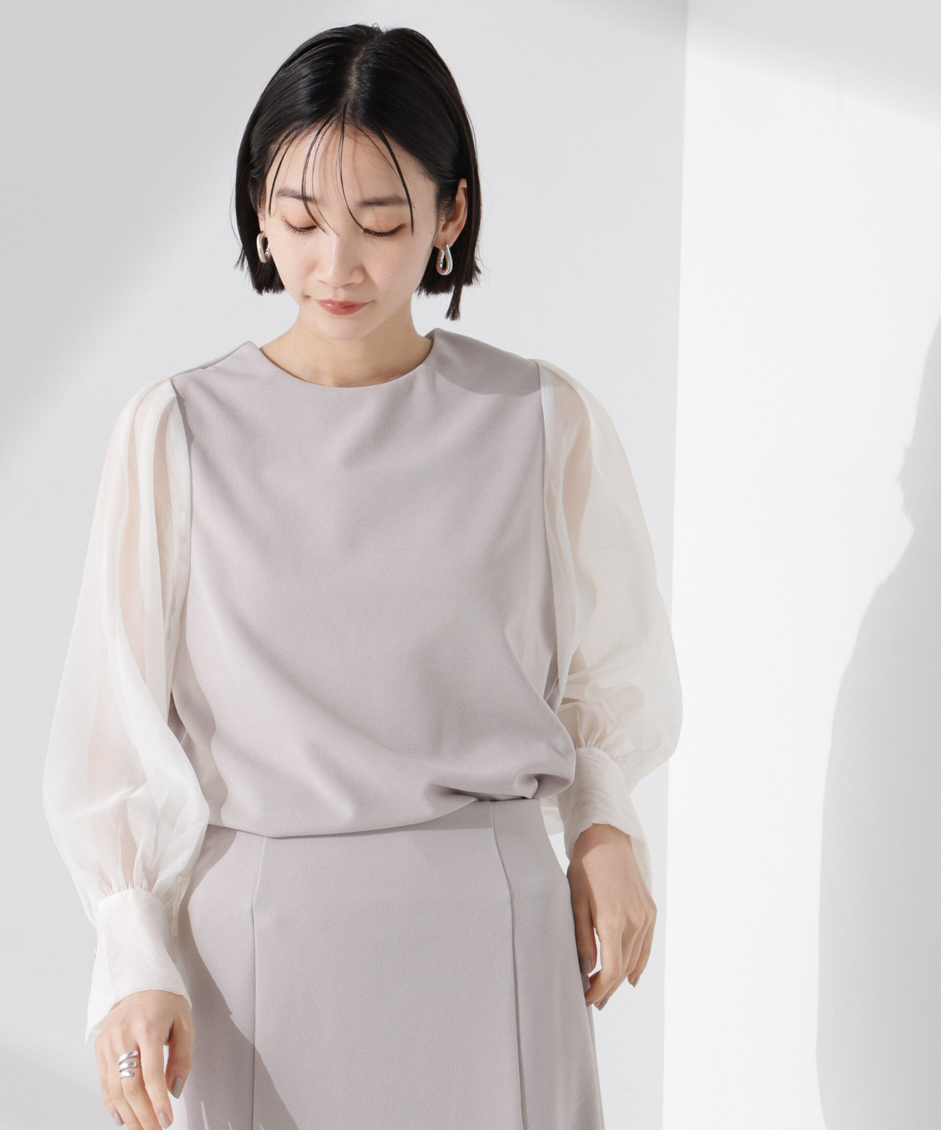 nano･universe「ｵｰｶﾞﾝｼﾞｰｽﾘｰﾌﾞｺﾝﾋﾞｶｯﾄｼﾞｮｰｾﾞｯﾄﾄｯﾌﾟｽ(」|Tシャツ・カットソー|