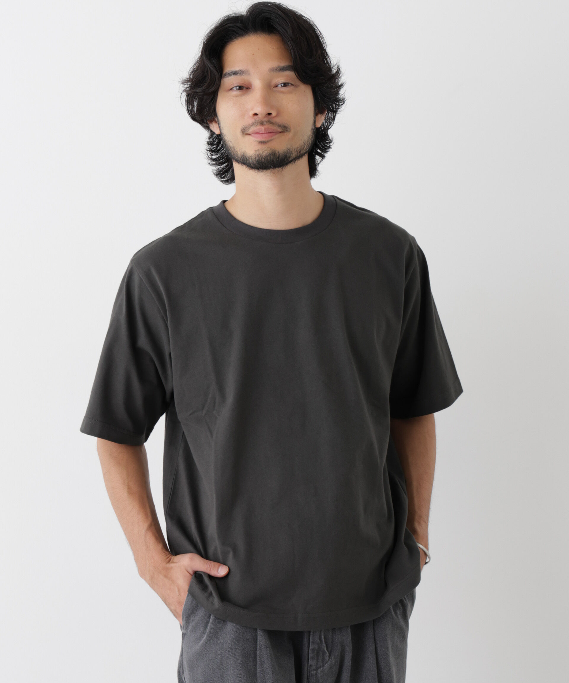 NANO universe「微起毛クロップドTシャツ 半袖」|Tシャツ・カットソー|