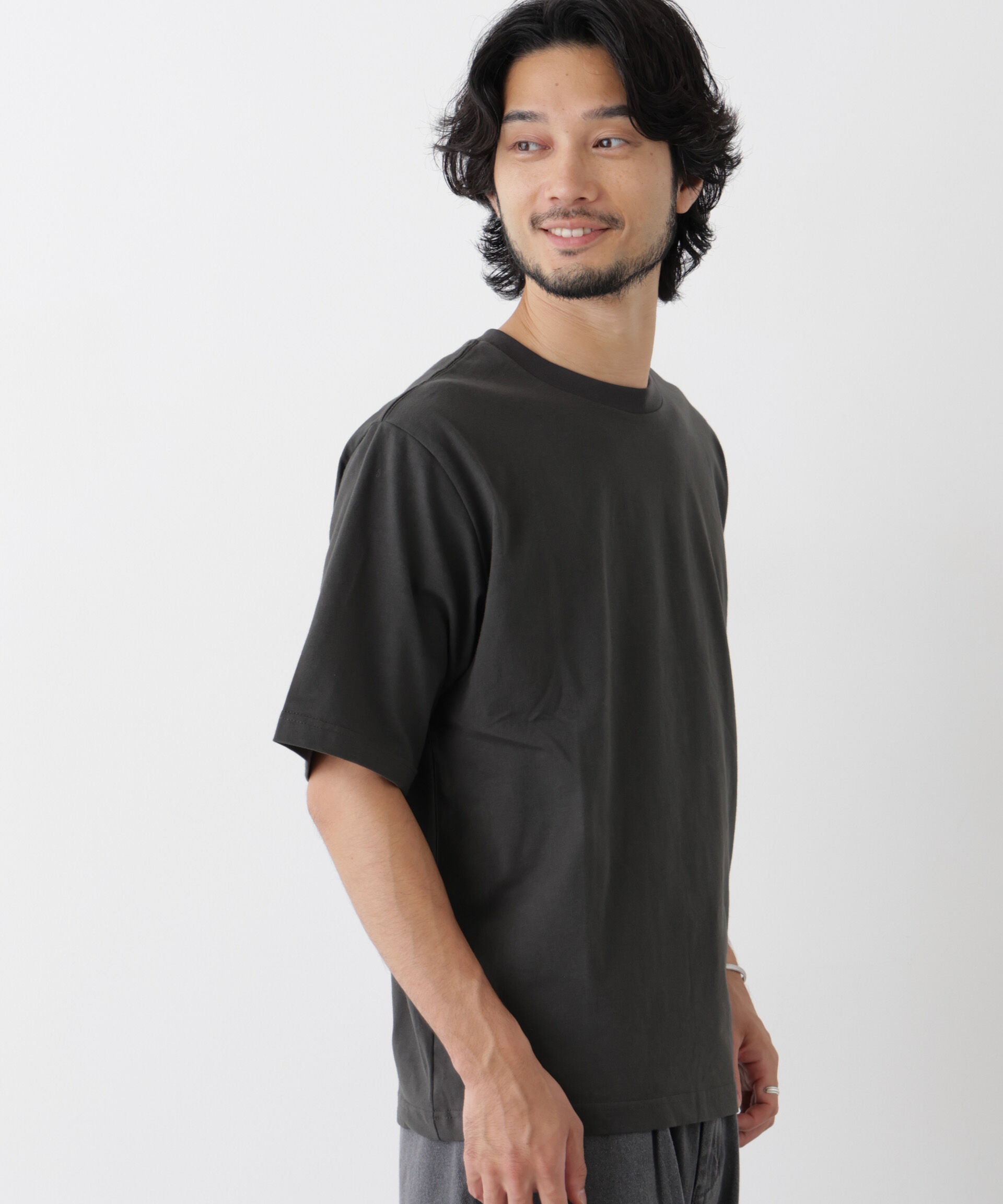 NANO universe「微起毛クロップドTシャツ 半袖」|Tシャツ・カットソー|