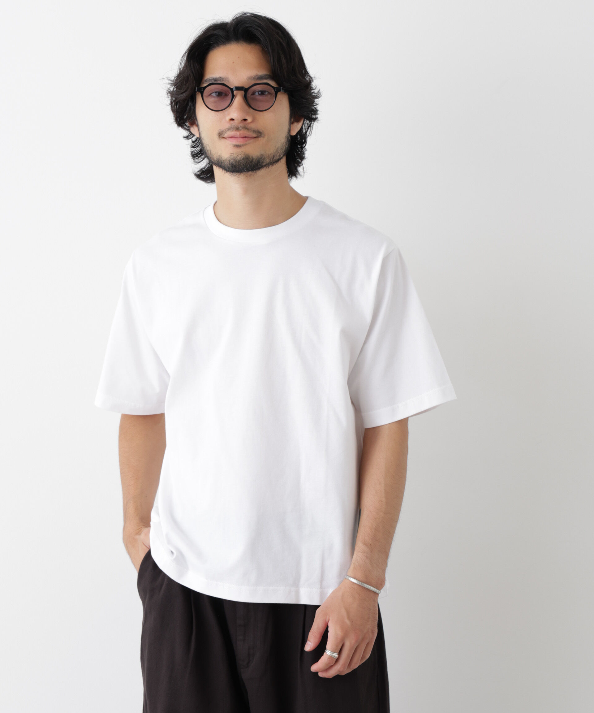 NANO universe「微起毛クロップドTシャツ 半袖」|Tシャツ・カットソー|