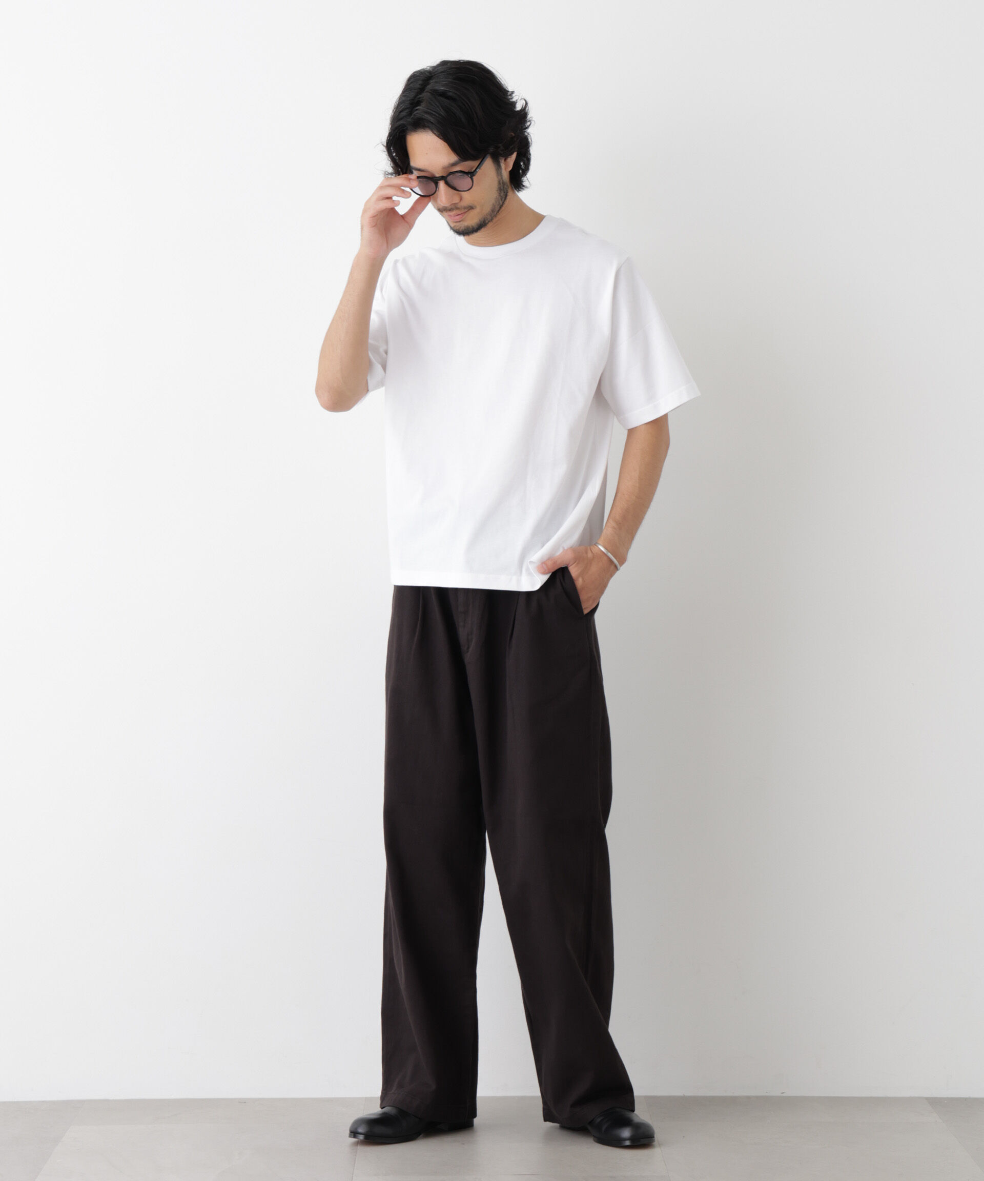 NANO universe「微起毛クロップドTシャツ 半袖」|Tシャツ・カットソー|