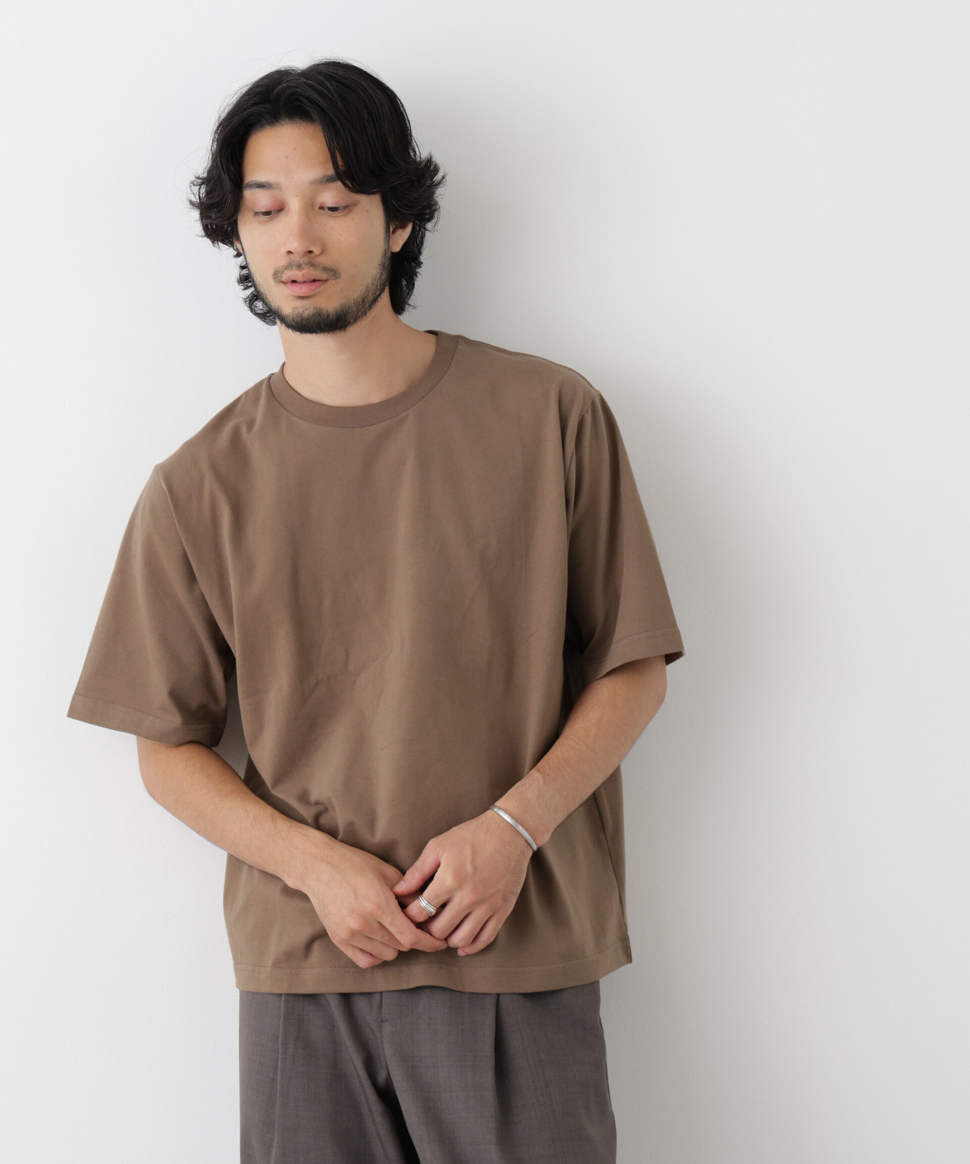 NANO universe「微起毛クロップドTシャツ 半袖」|Tシャツ・カットソー|