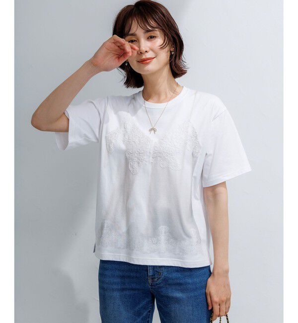 組曲「【WEB限定】トロンプルイユ レースキャミソール Ｔシャツ」|Tシャツ・カットソー|