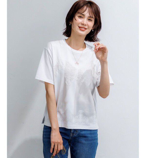 組曲「【WEB限定】トロンプルイユ レースキャミソール Ｔシャツ」|Tシャツ・カットソー|