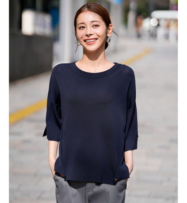 ANY SIS「【アイスタッチ】ボートネックニット プルオーバー」|ニット・セーター|ネイビー