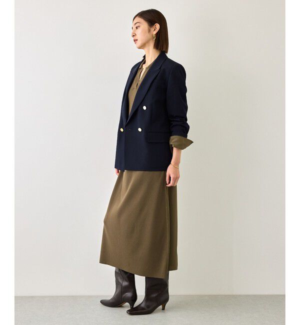 ROPE「【J'aDoRe・一部店舗限定サイズ】サテンコンビオープンカラーニットワンピース/イージーケア」|ワンピース|