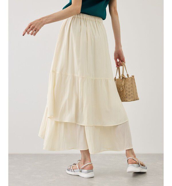 Rope&rsquo;Picnic「無地＆花柄ダンダンティアードスカート」|スカート|