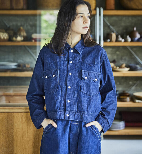  「orSlow | SHORT WESTERN SHIRT JACKET WOMEN」|デニムジャケット|