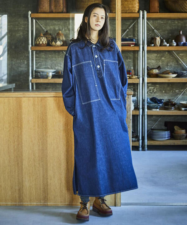  「orSlow | PULLOVER DENIM DRESS WOMEN」|ワンピース|