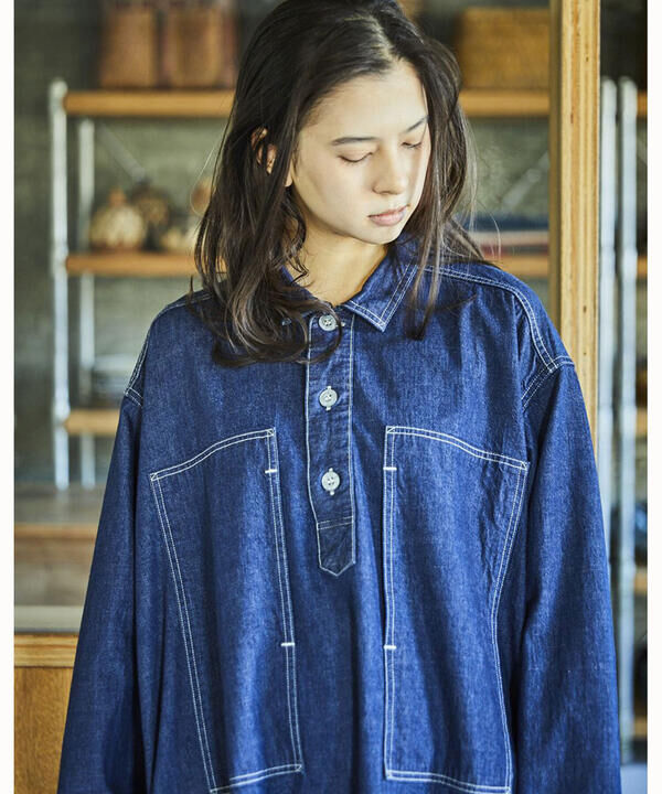  「orSlow | PULLOVER DENIM DRESS WOMEN」|ワンピース|