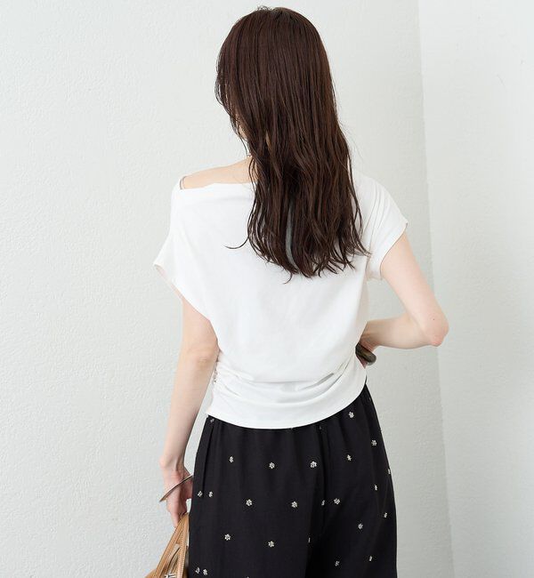  「サイドギャザーオフショルTシャツ」|Tシャツ・カットソー|