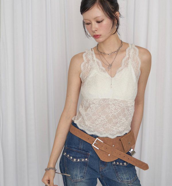  「【26AW LOOK掲載品番】スカラップレースキャミ」|キャミソール|