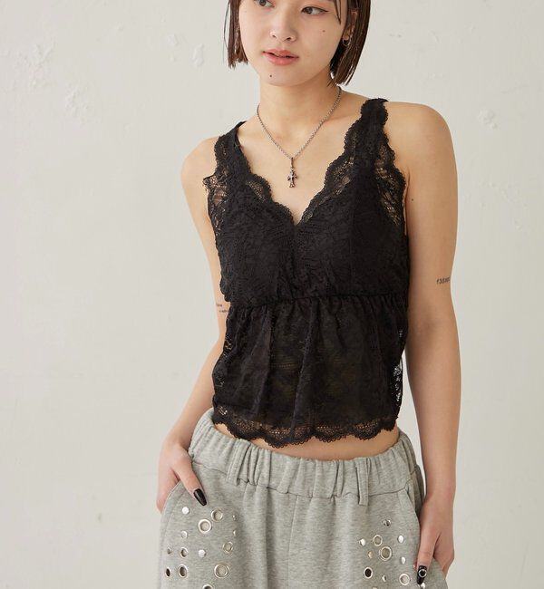  「【26AW LOOK掲載品番】スカラップレースキャミ」|キャミソール|