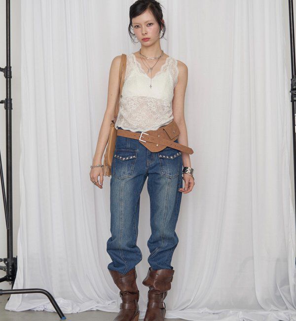 「【26AW LOOK掲載品番】スカラップレースキャミ」|キャミソール|