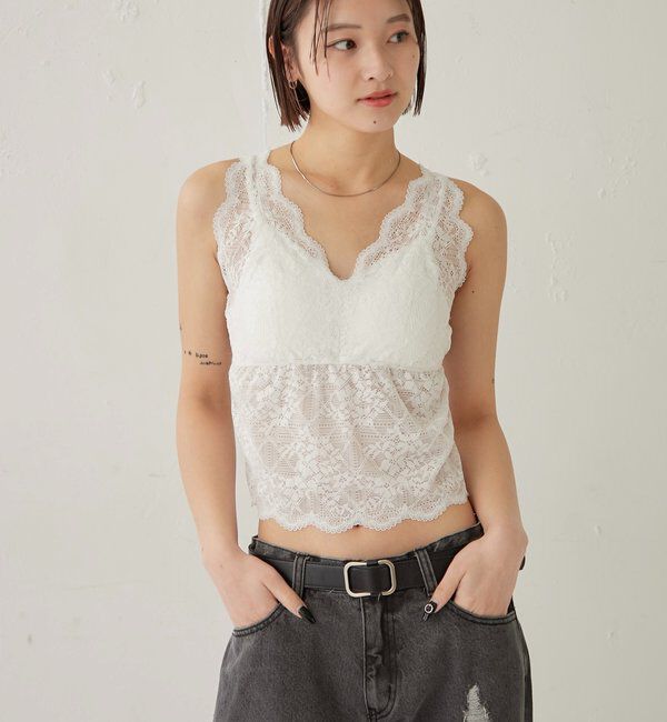  「【26AW LOOK掲載品番】スカラップレースキャミ」|キャミソール|