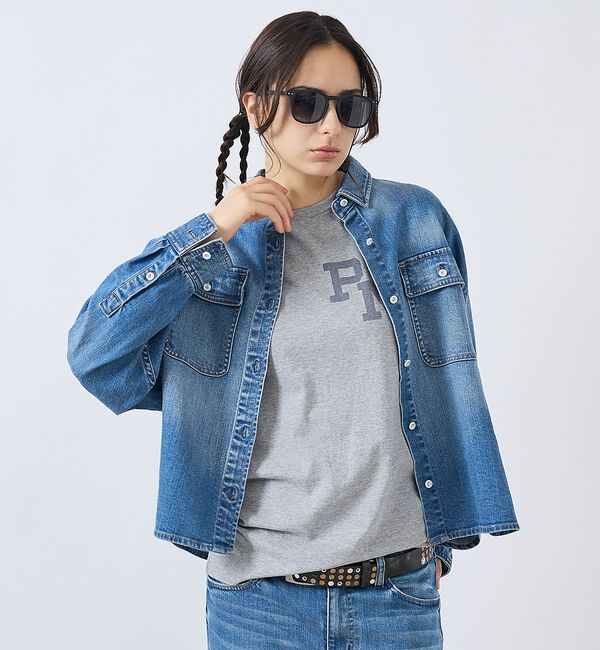 Rouge vif「【Healthy denim / ヘルシーデニム】Almond/デニムシャツ/【」|ブルゾン・スタジャン|