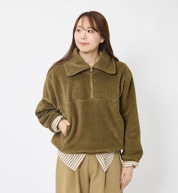 Rouge vif「【MICA&DEAL/マイカアンドディール】フリース ジップ プルオーバー/長袖」|スウェット・ジャージ|