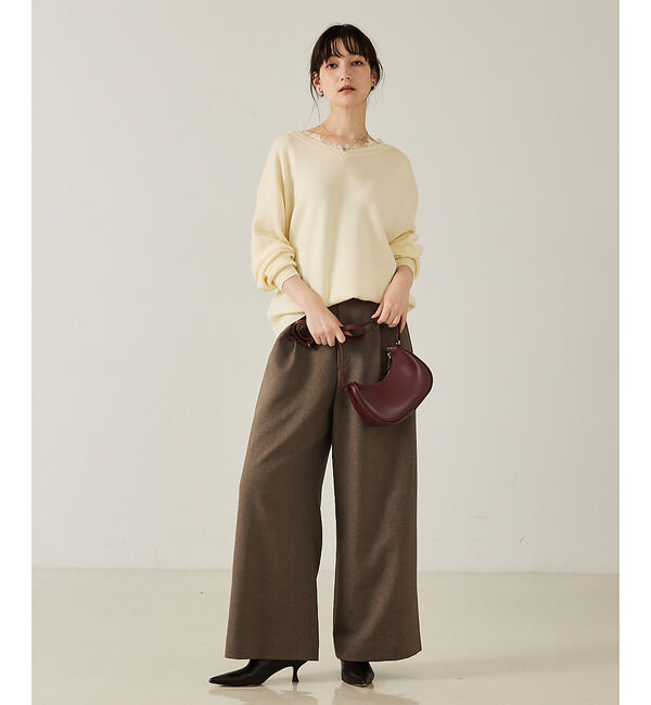 qualite「【大人のワイドパンツ】ウーリッシュツイルパンツ」|その他|
