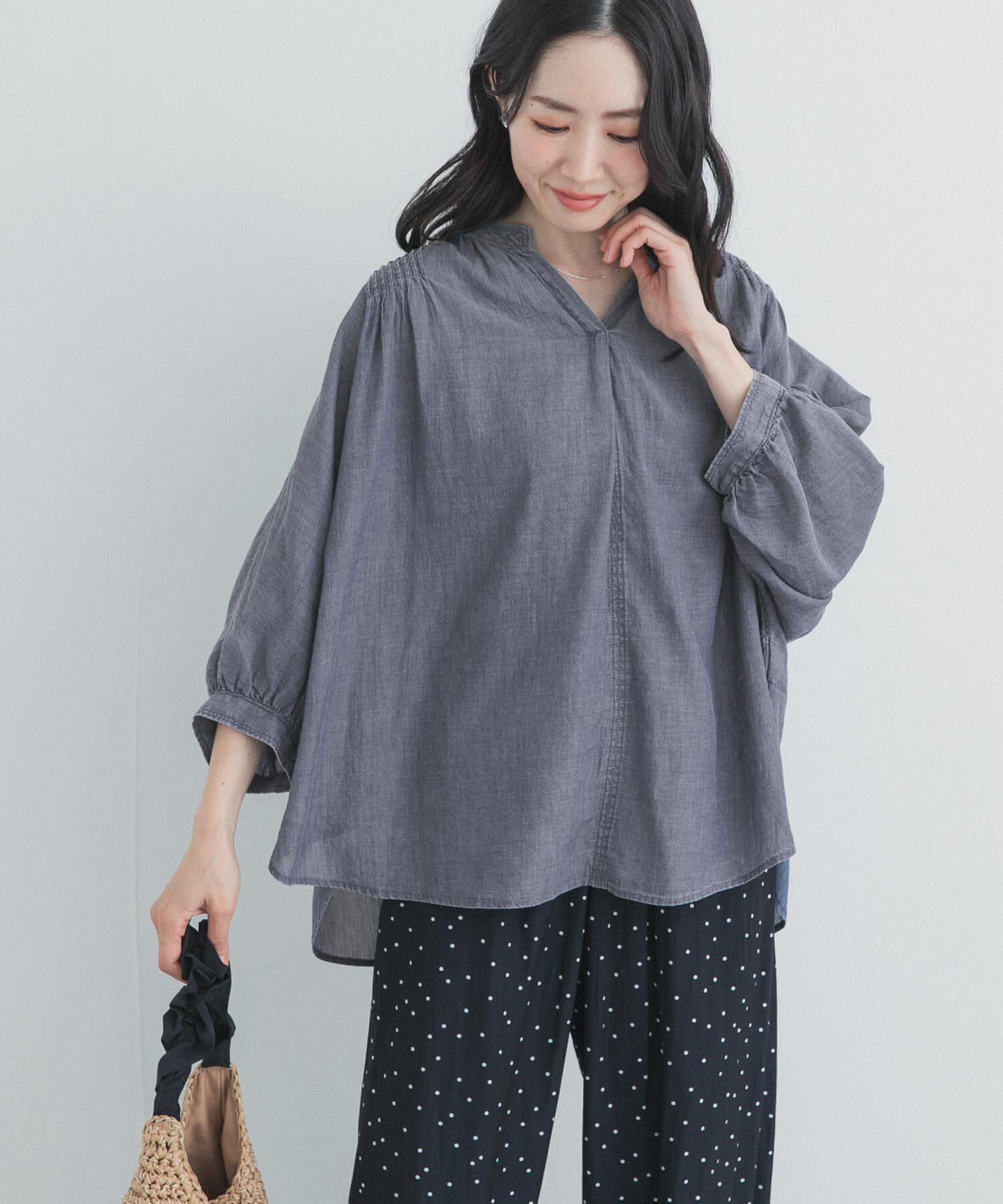 URBAN RESEARCH DOORS「シアーデニムピンタックドルマンブラウス」|シャツ・ブラウス|