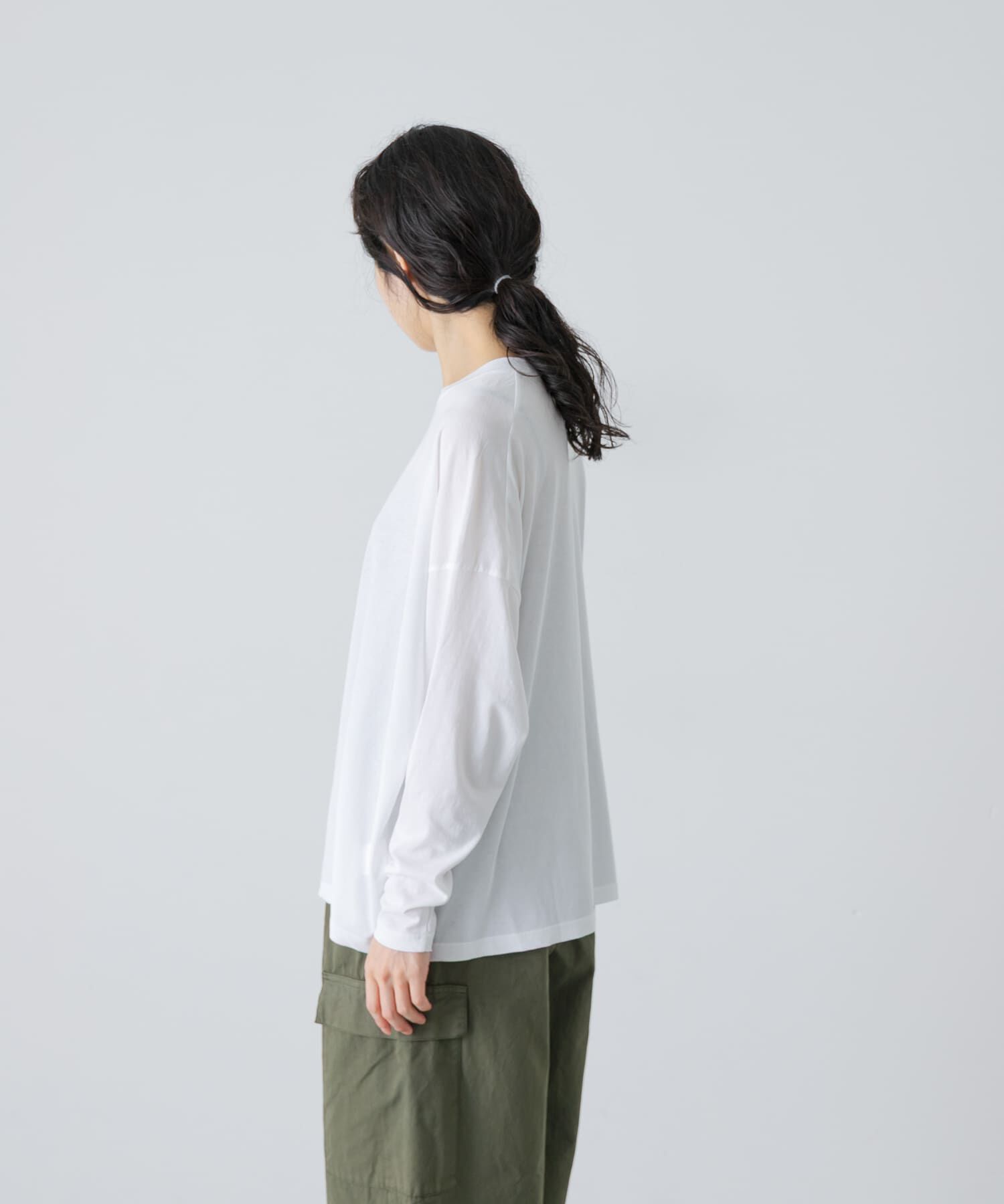かぐれ「ハイツイストコットン長袖Tシャツ」|Tシャツ・カットソー|