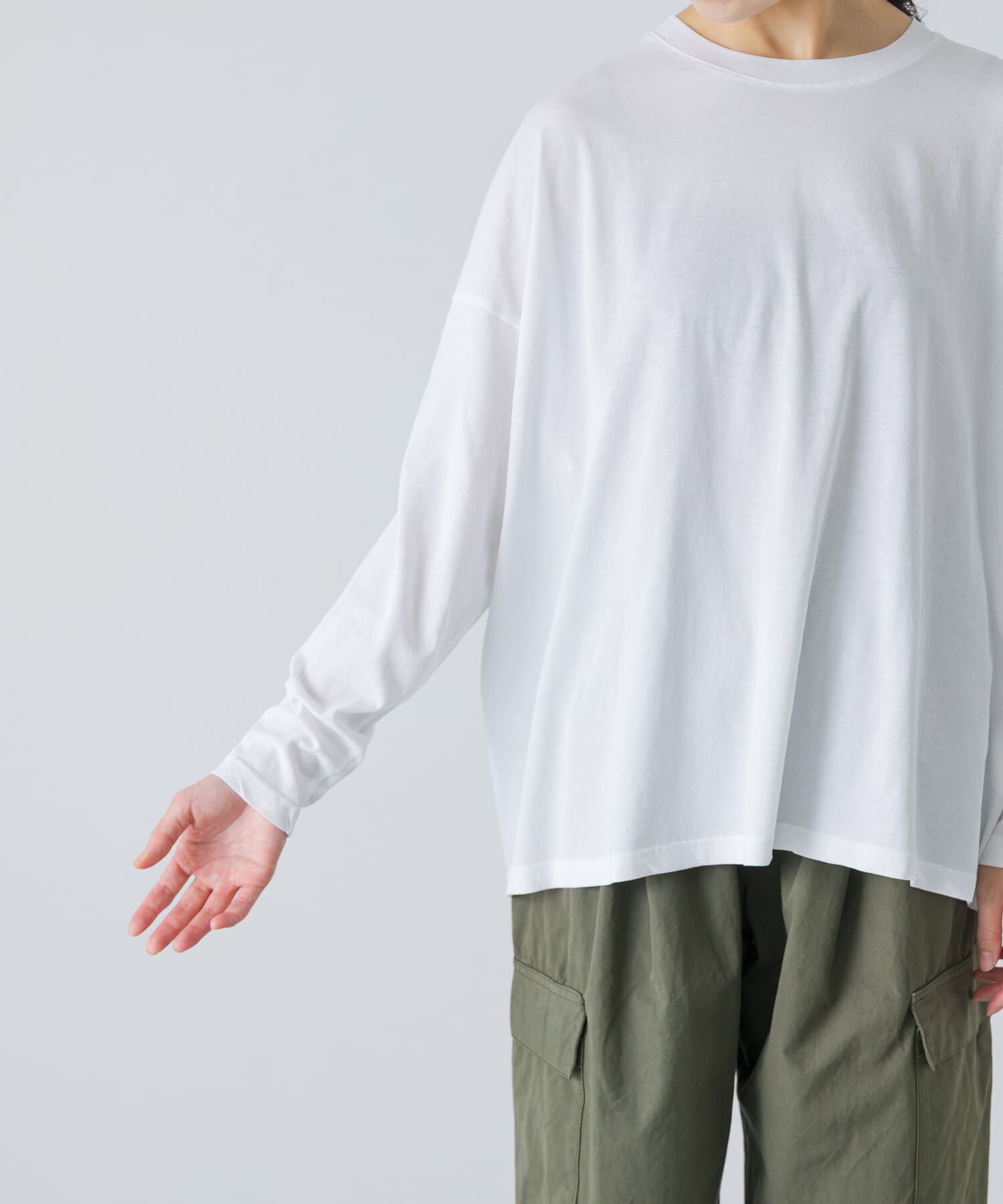 かぐれ「ハイツイストコットン長袖Tシャツ」|Tシャツ・カットソー|