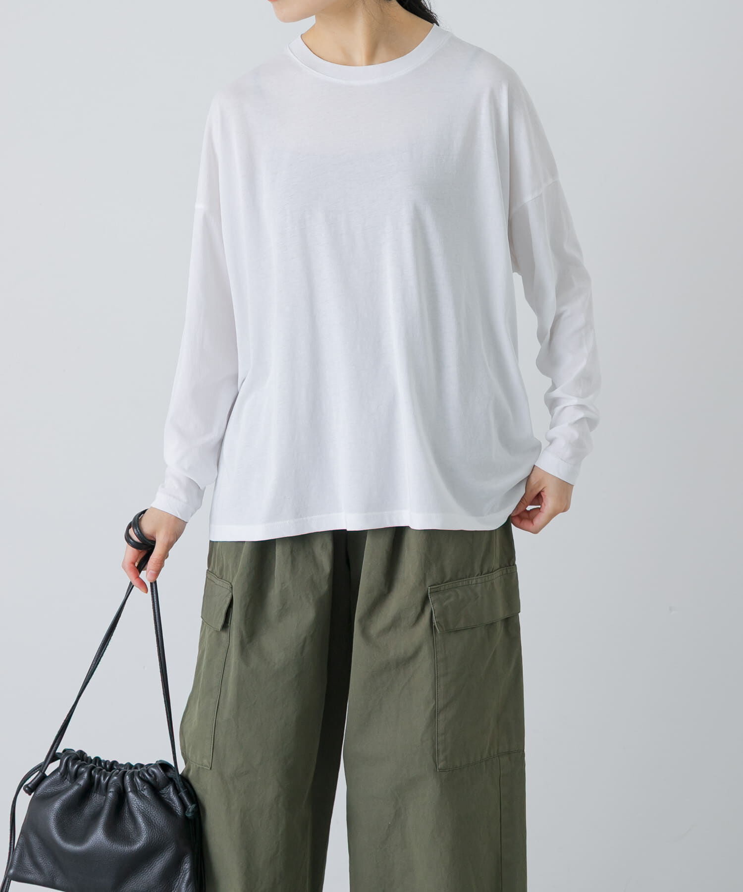 かぐれ「ハイツイストコットン長袖Tシャツ」|Tシャツ・カットソー|