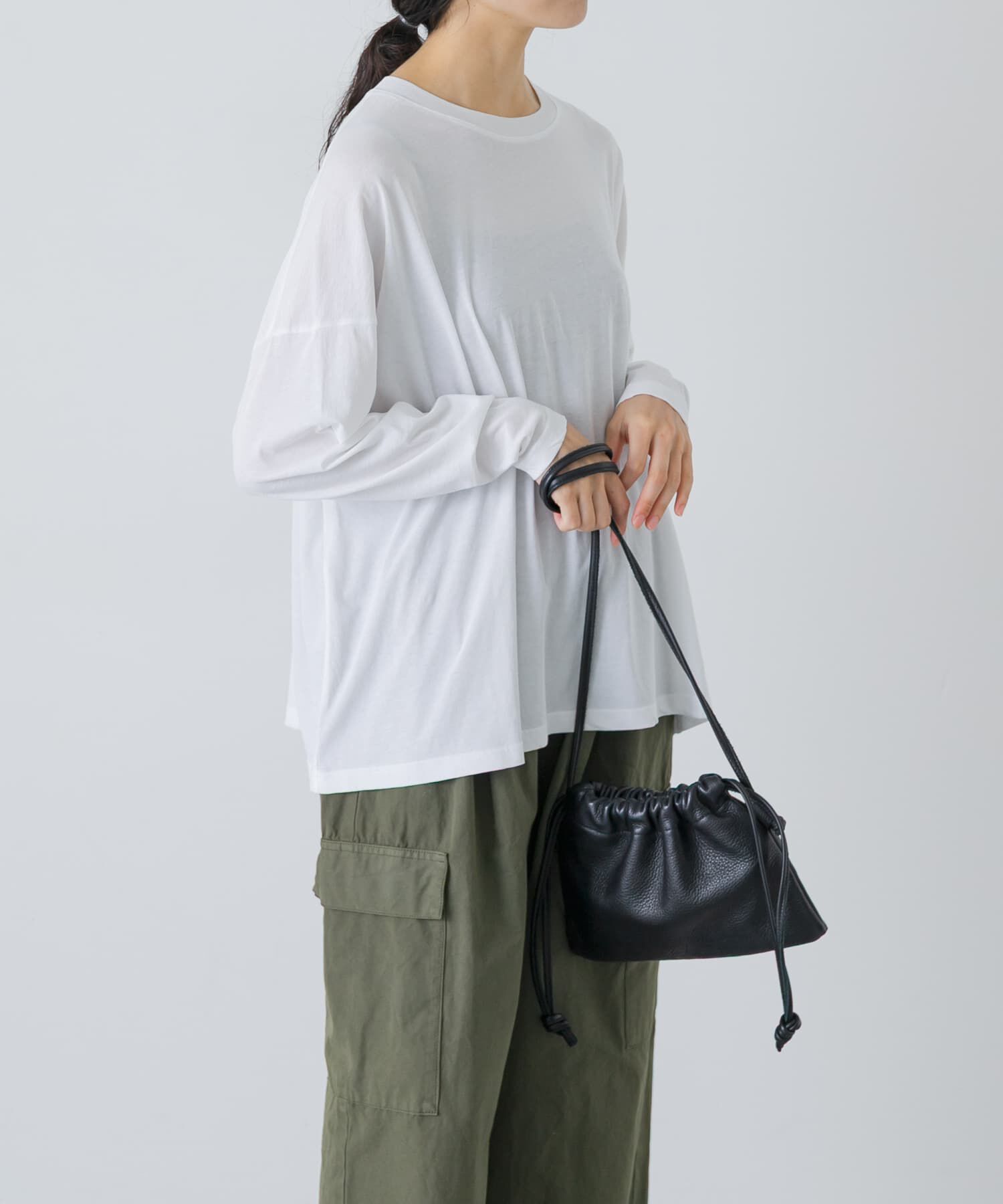 かぐれ「ハイツイストコットン長袖Tシャツ」|Tシャツ・カットソー|