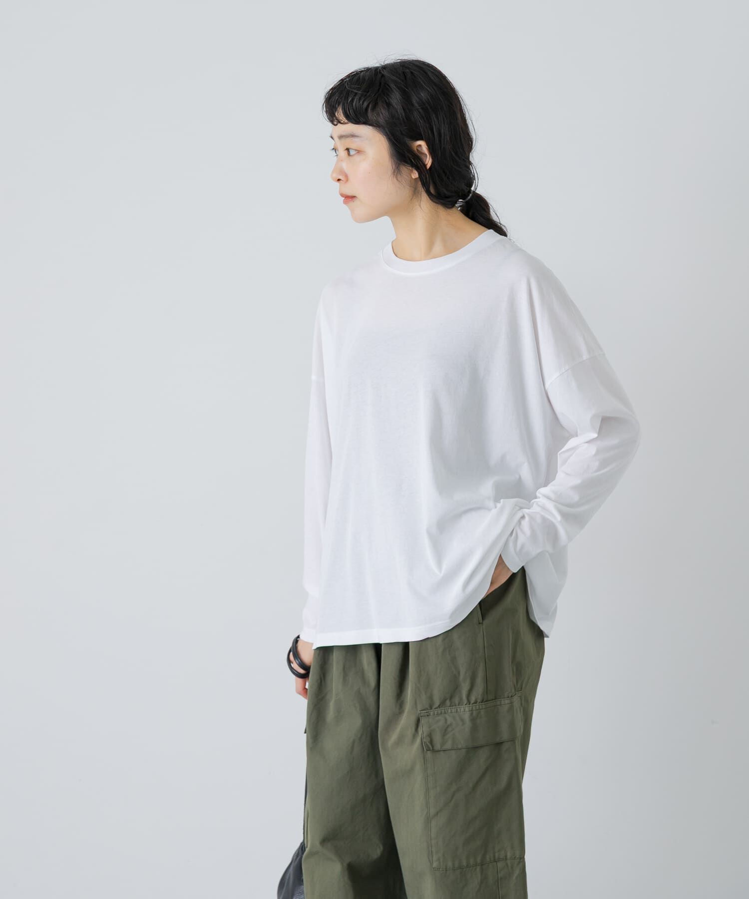 かぐれ「ハイツイストコットン長袖Tシャツ」|Tシャツ・カットソー|