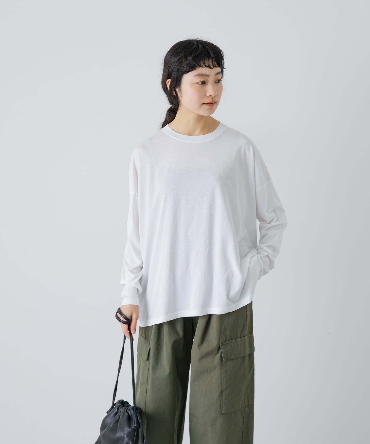 かぐれ「ハイツイストコットン長袖Tシャツ」|Tシャツ・カットソー|