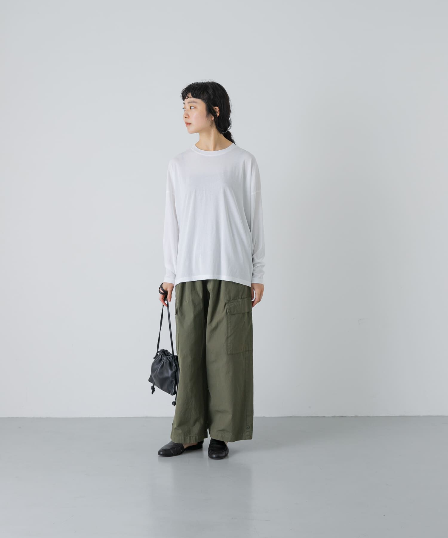 かぐれ「ハイツイストコットン長袖Tシャツ」|Tシャツ・カットソー|