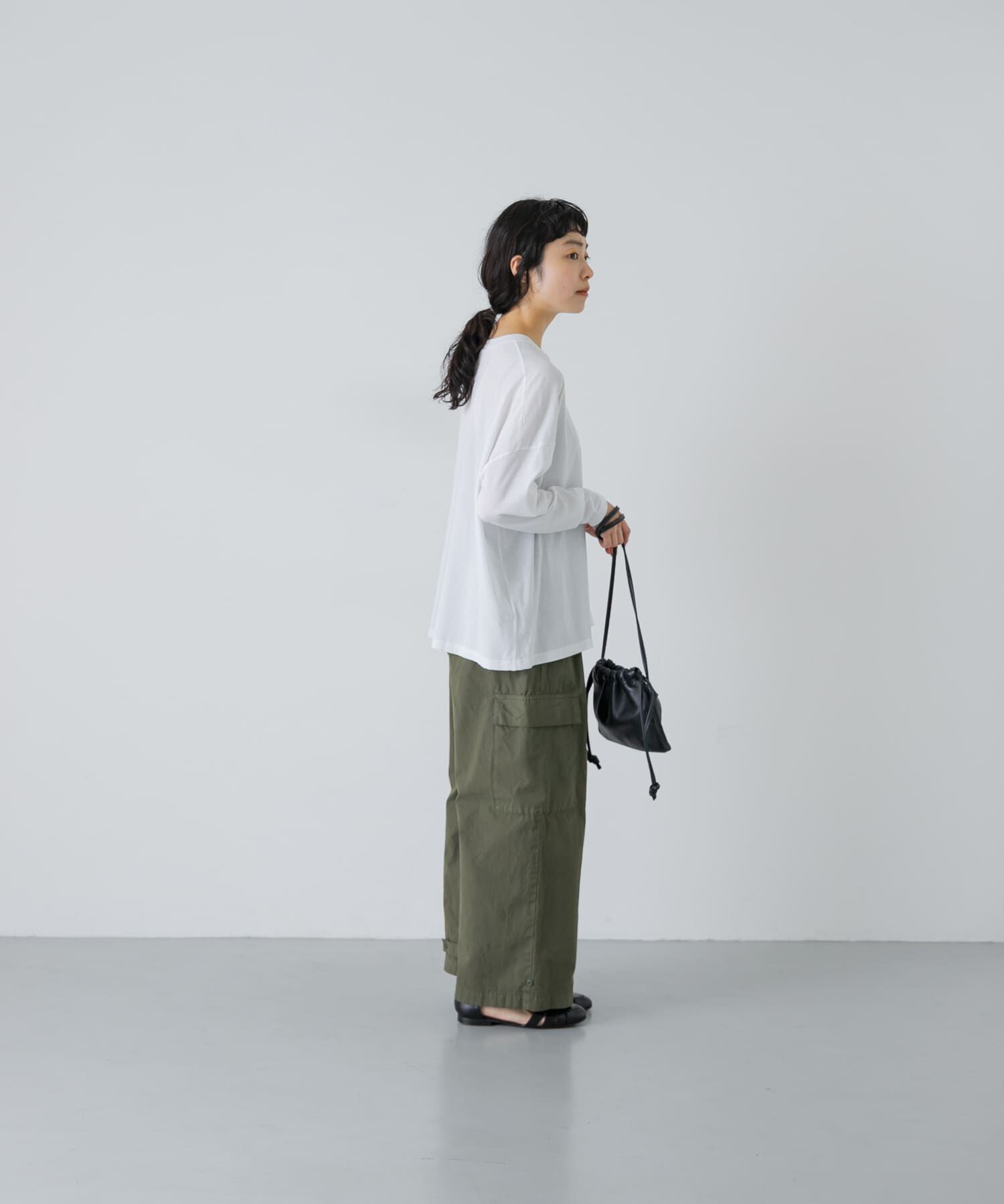 かぐれ「ハイツイストコットン長袖Tシャツ」|Tシャツ・カットソー|