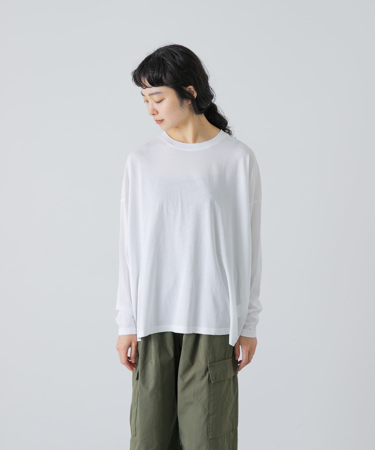 かぐれ「ハイツイストコットン長袖Tシャツ」|Tシャツ・カットソー|