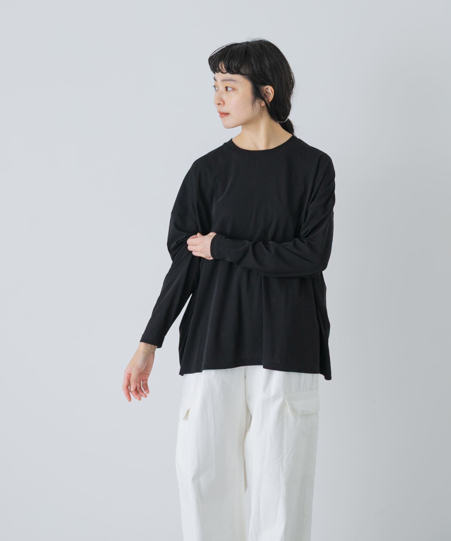 かぐれ「ハイツイストコットン長袖Tシャツ」|Tシャツ・カットソー|