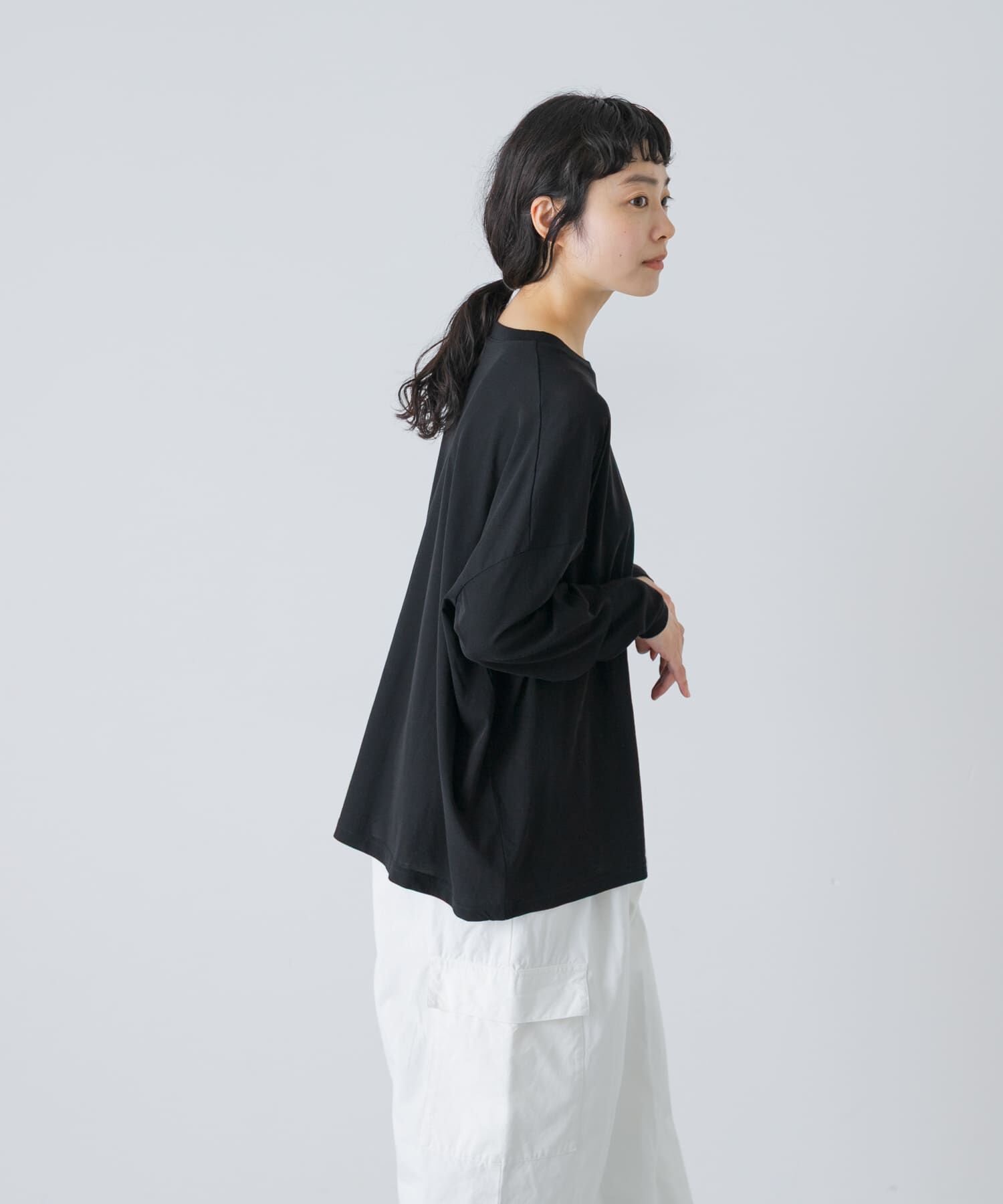 かぐれ「ハイツイストコットン長袖Tシャツ」|Tシャツ・カットソー|
